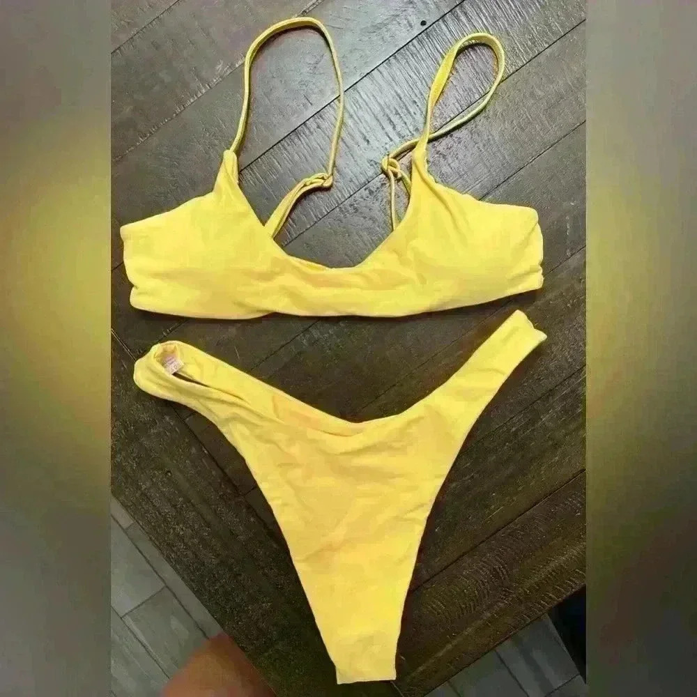 Neon Yellow bikini skimpy thong size medium